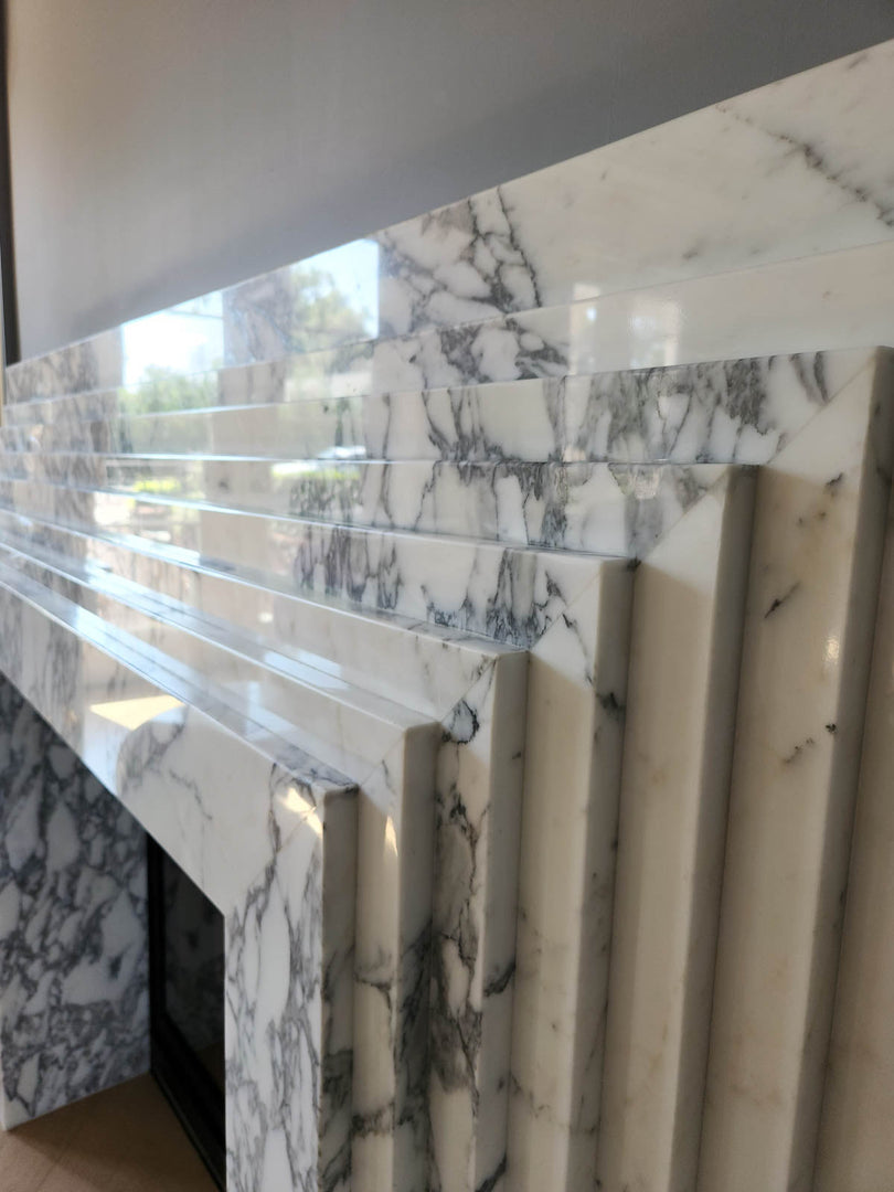 La Gigi 80" French-Inspired Marble Fireplace with 8-Step Mantel