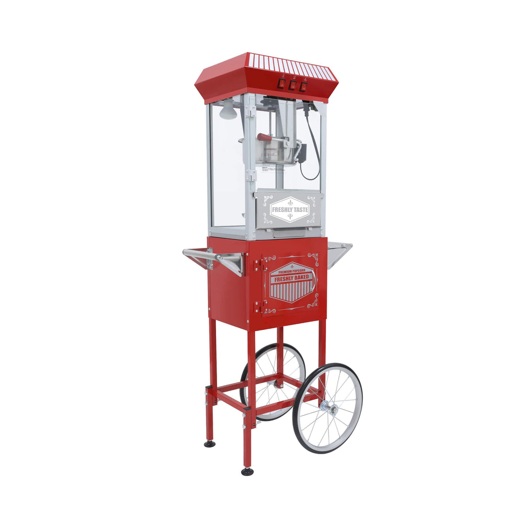 12-Ounce Vintage Theater Popcorn Machine with Cart in Red