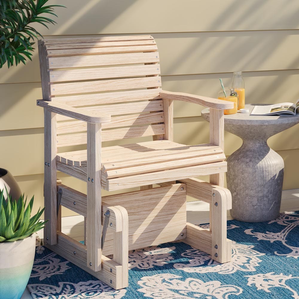 Roll Back Outdoor Glider Chair – Cypress Wood by LA Swings