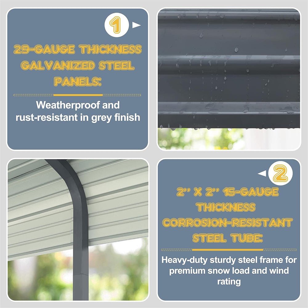 10x15FT Heavy-Duty Outdoor Metal Carport for Cars, Trucks & Boats