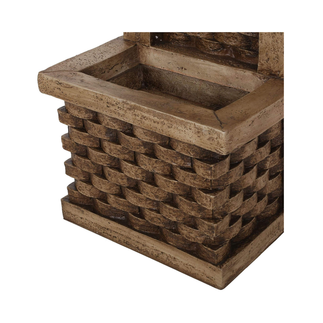 35" Hand-Crafted Waterfall Fountain with LED Lights in Faux Stone