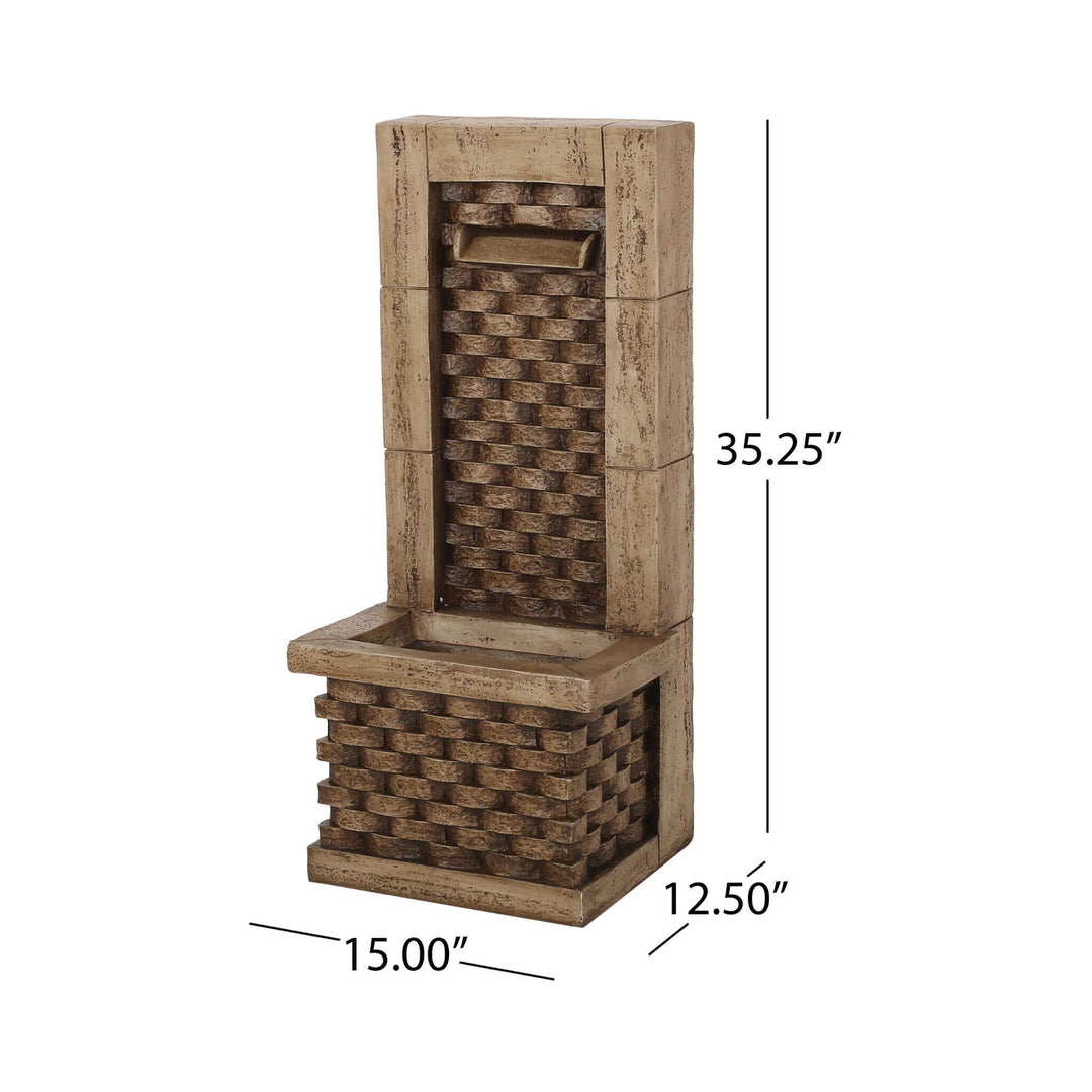 35" Hand-Crafted Waterfall Fountain with LED Lights in Faux Stone