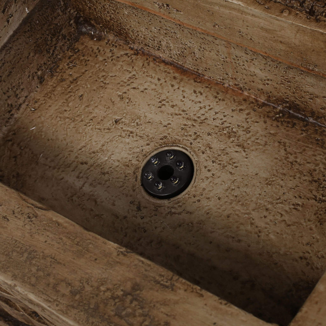 35" Hand-Crafted Waterfall Fountain with LED Lights in Faux Stone