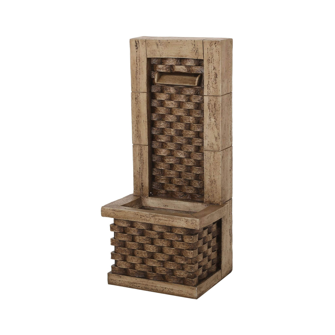 35" Hand-Crafted Waterfall Fountain with LED Lights in Faux Stone