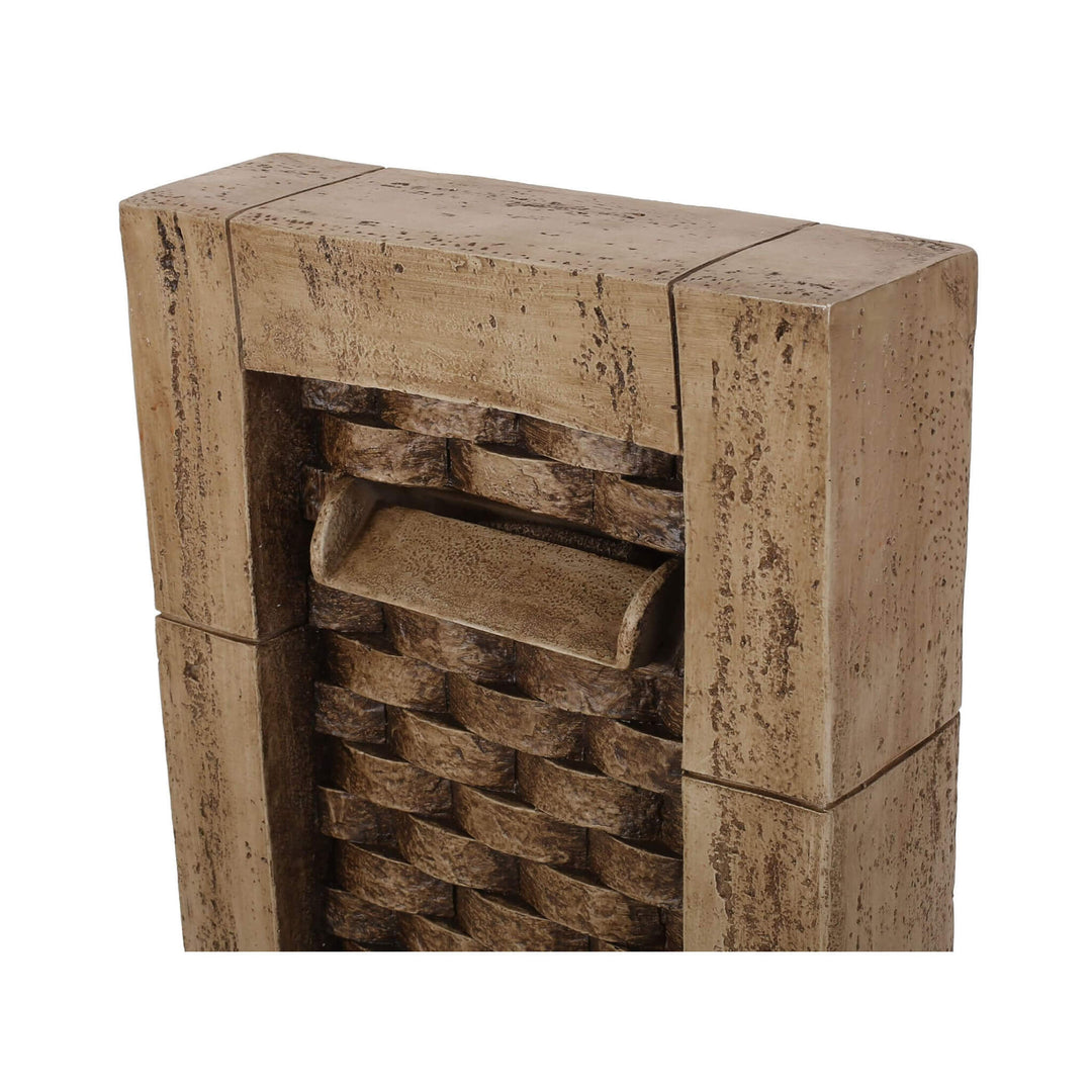 35" Hand-Crafted Waterfall Fountain with LED Lights in Faux Stone