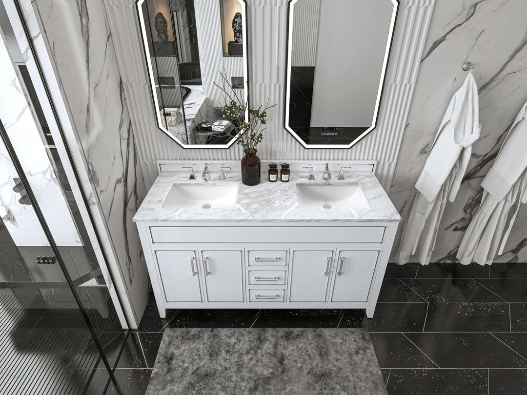 Aspen Handcrafted Birch Vanity with Marble Top & Steel Trims