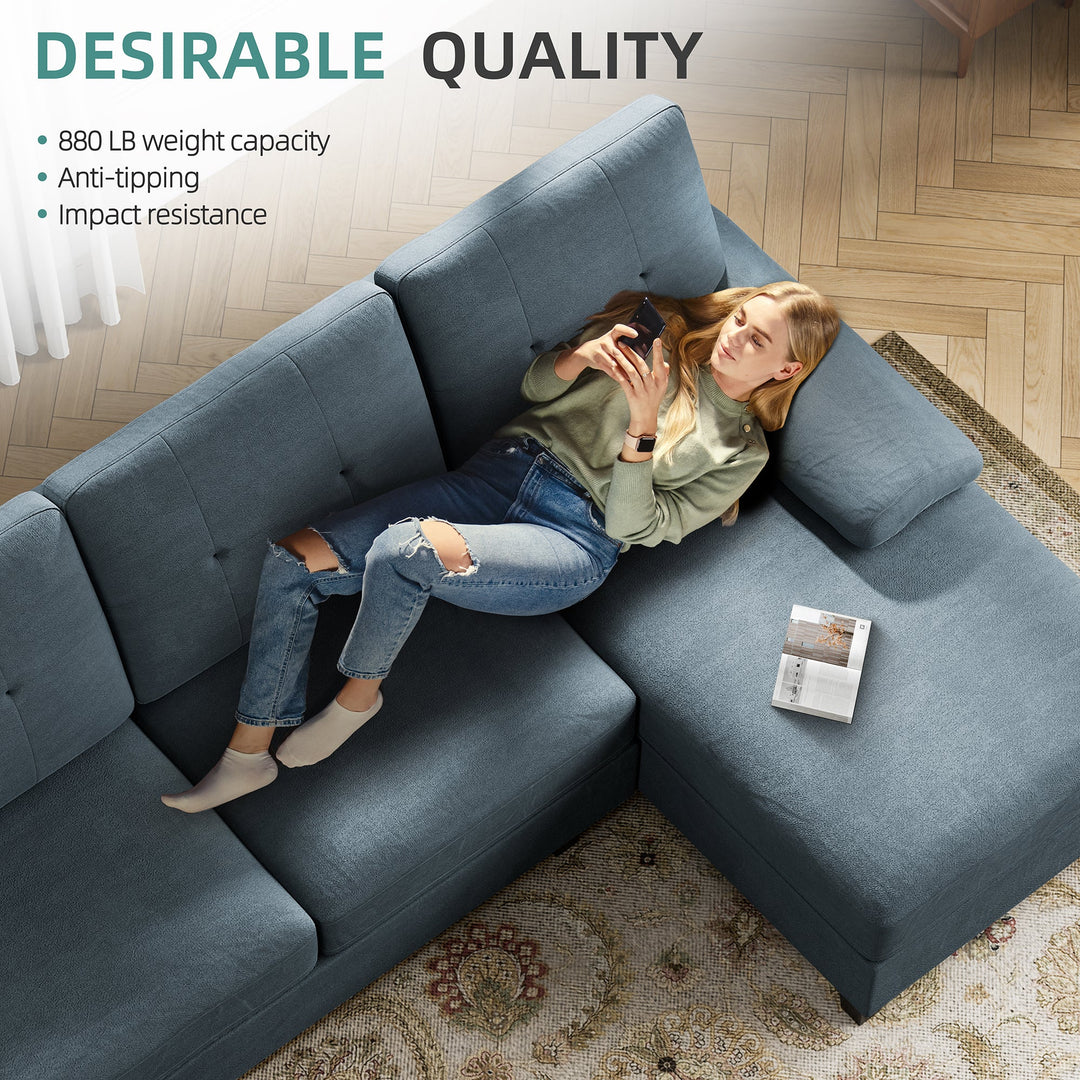 106" U-Shaped 4-Seat Modern Sectional Sofa with Double Chaises – Linen Upholstery